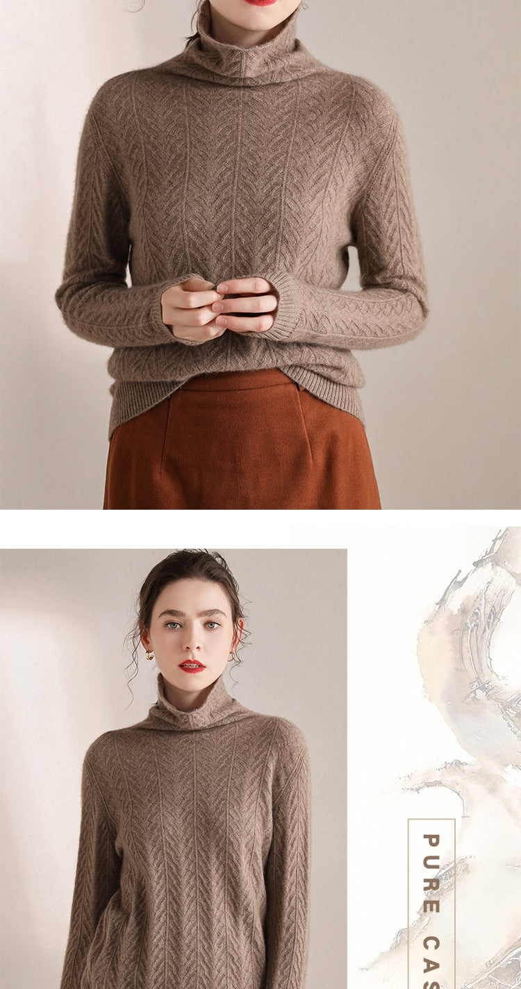 Turtleneck Warm 100% Cashmere Pullover
