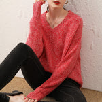 V-neck Long Sleeves 100% Cashmere Jumper