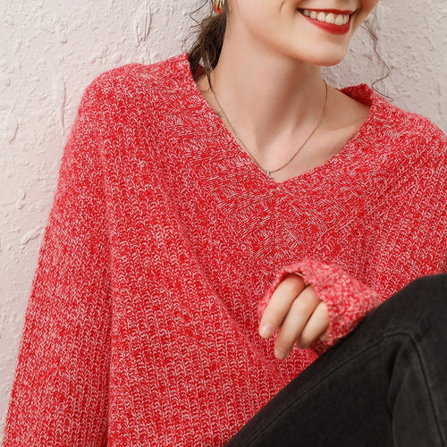 V-neck Long Sleeves 100% Cashmere Jumper