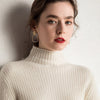 Goat Cashmere Knitted Half-High O-neck Pullover