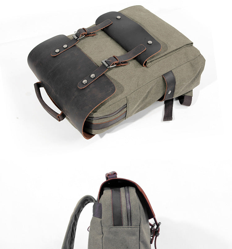 Laptop Canvas Leather Backpack