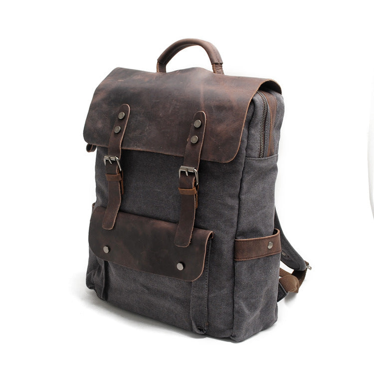 Laptop Canvas Leather Backpack