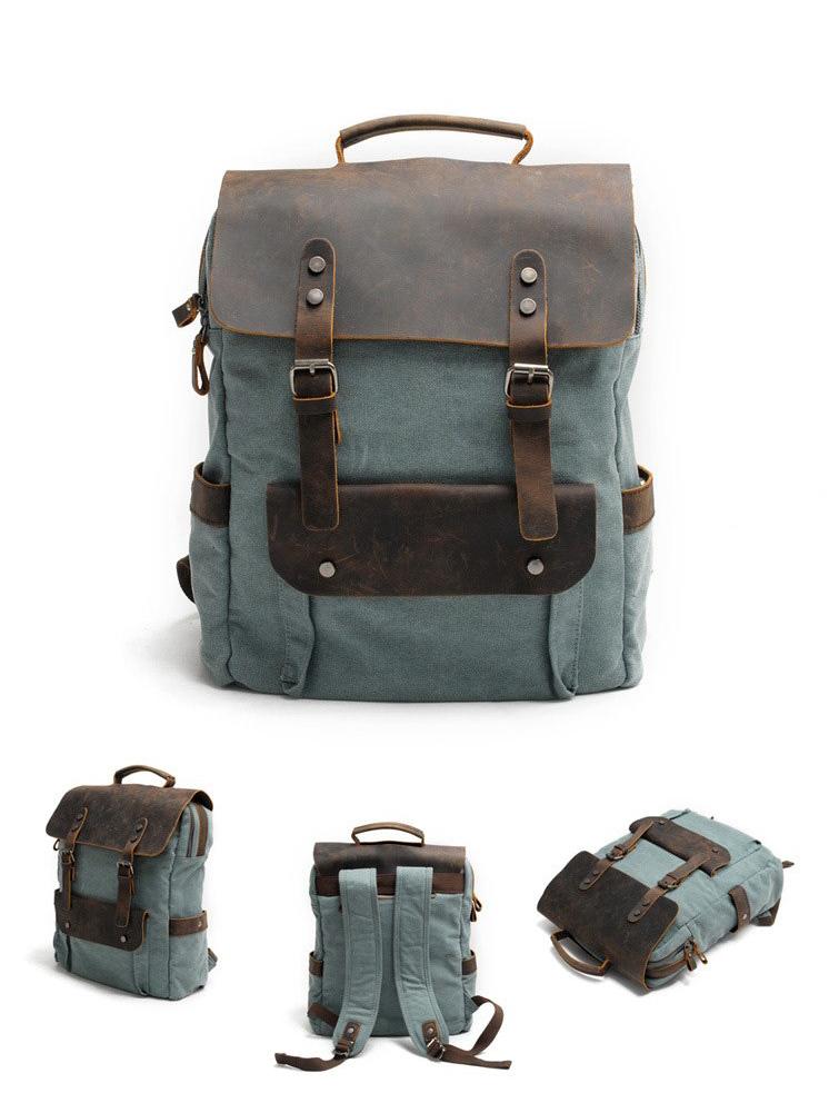 Laptop Canvas Leather Backpack