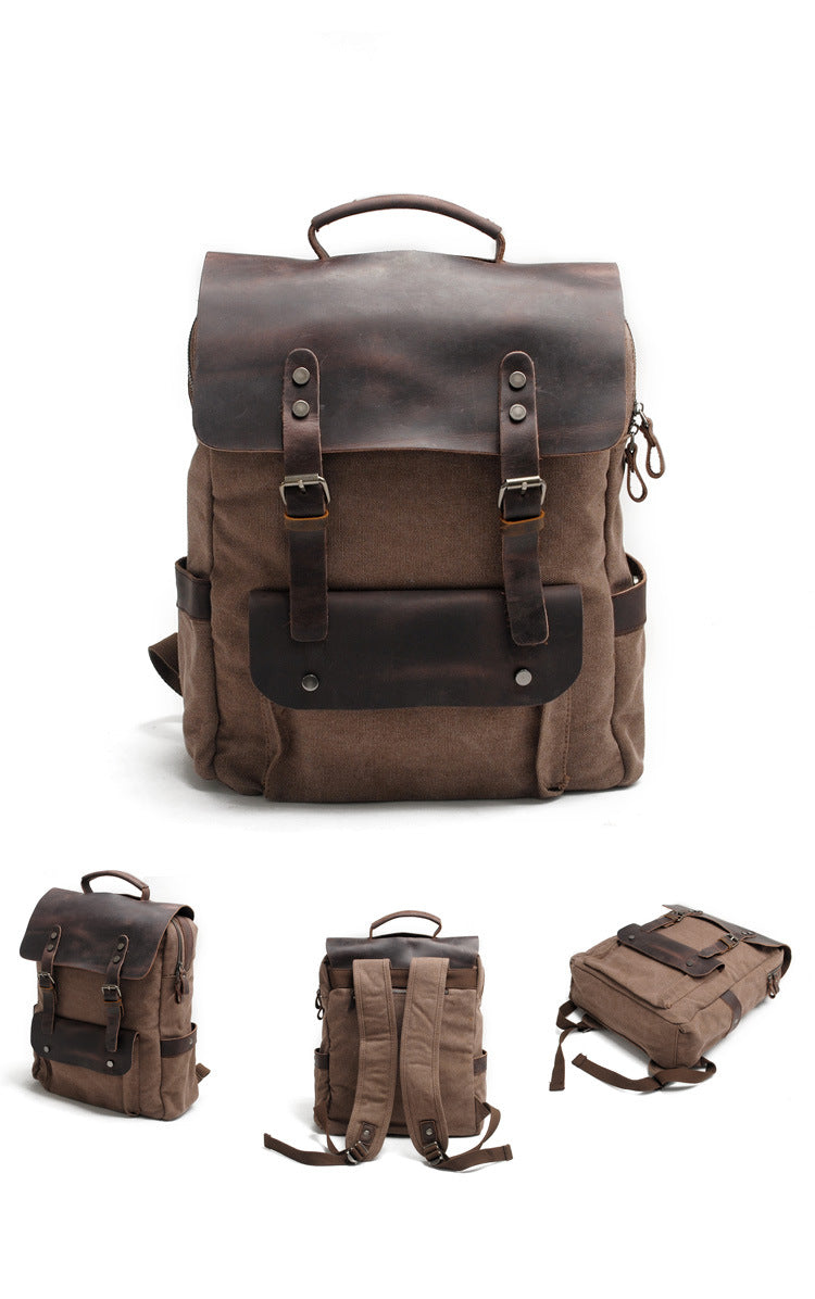 Laptop Canvas Leather Backpack