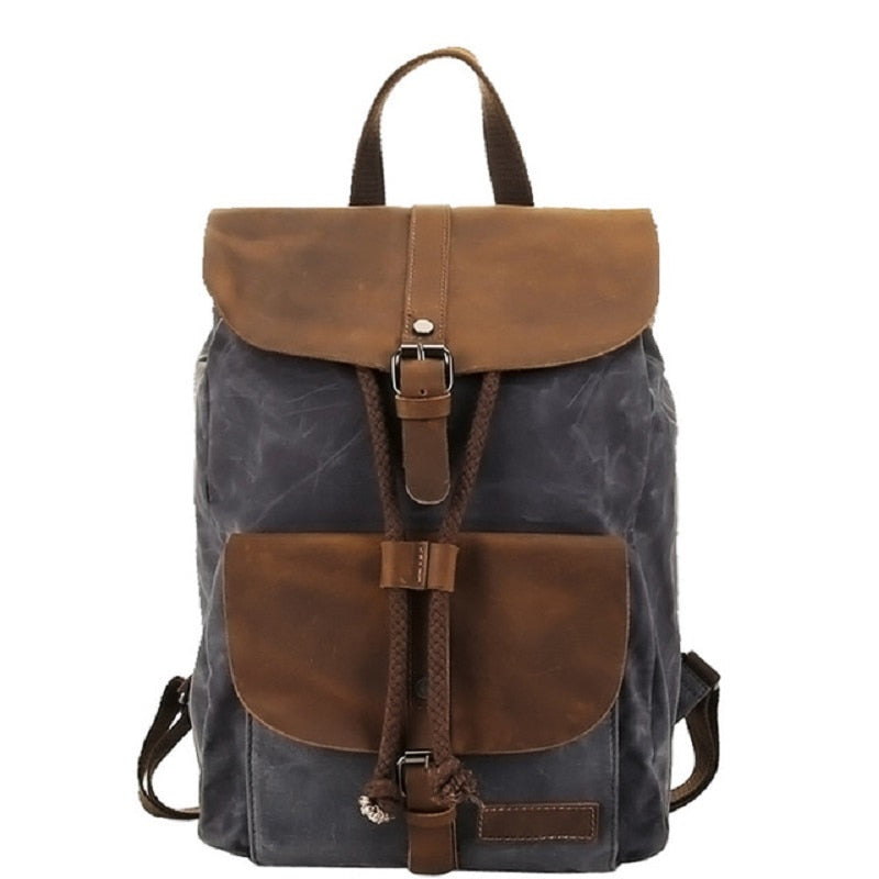 Vintage Leather Canvas Backpack