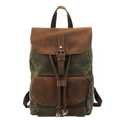 Vintage Leather Canvas Backpack