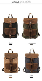 Vintage Leather Canvas Backpack