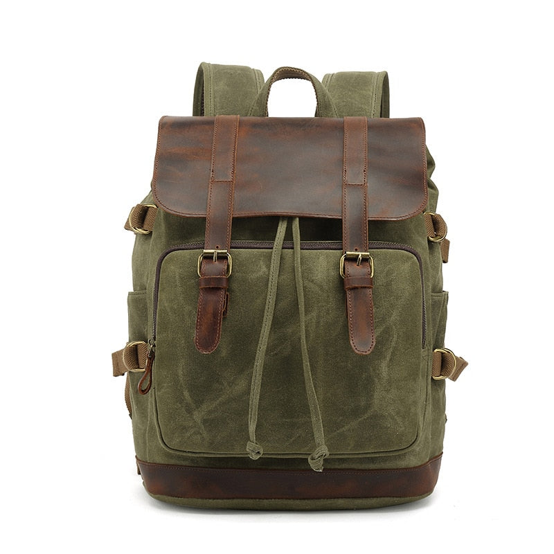Vintage Canvas Leather Backpack –1