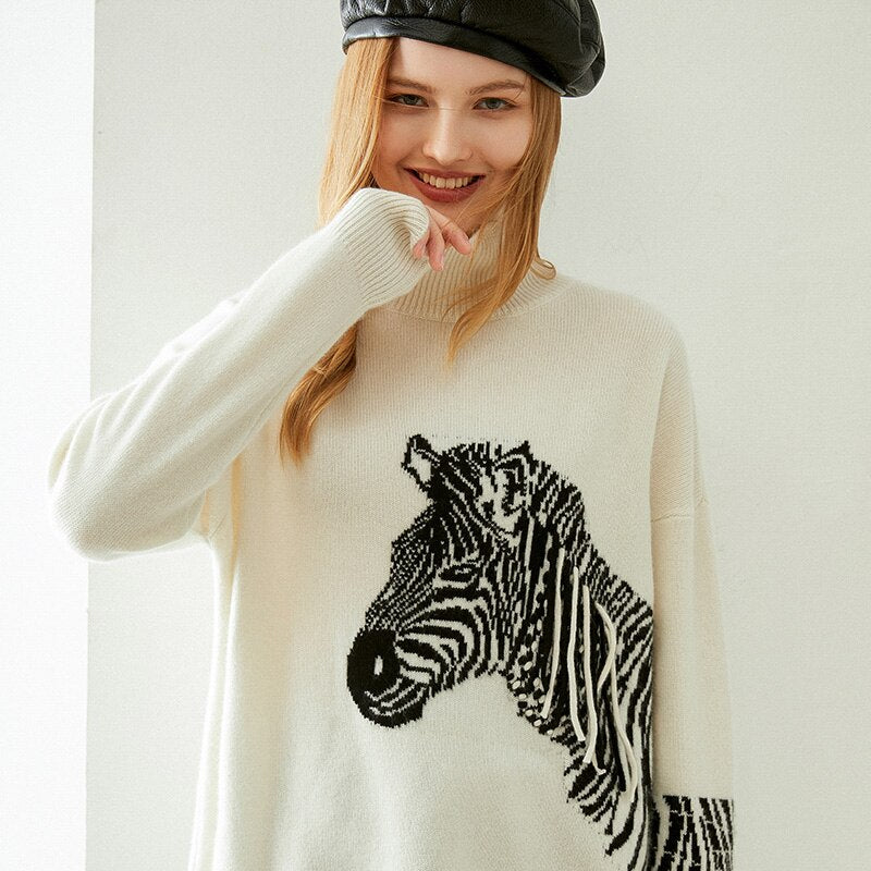 Animal Pattern Cashmere Pullover