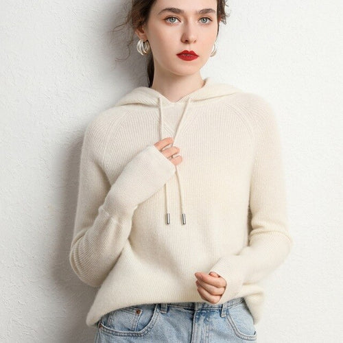 Hooded Cashmere Sweater 100% Pure Cashmere