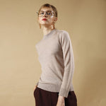 100% PAMIR Fine Wool Vertical Stripes O-Neck Sweater