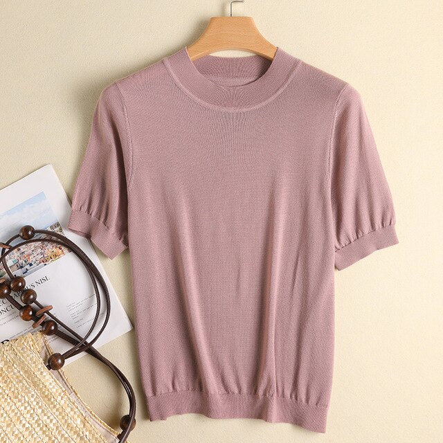 Light Pure Wool Short Sleeve Shirt