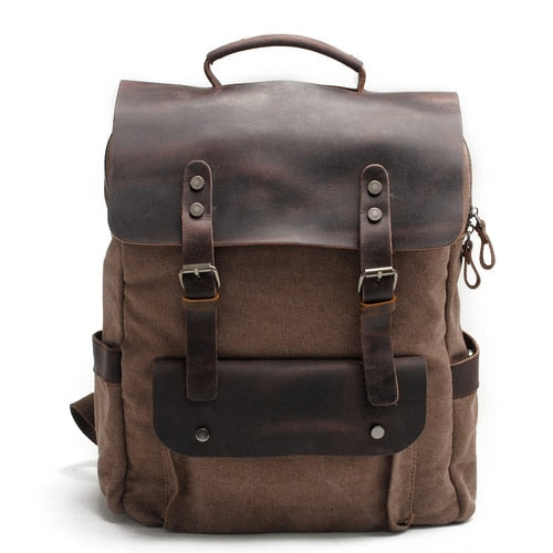 Laptop Canvas Leather Backpack