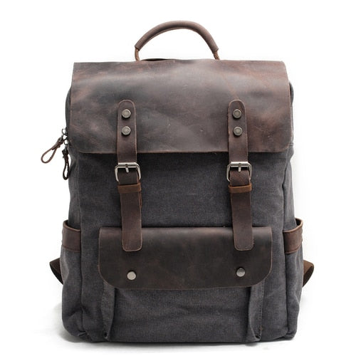 Laptop Canvas Leather Backpack